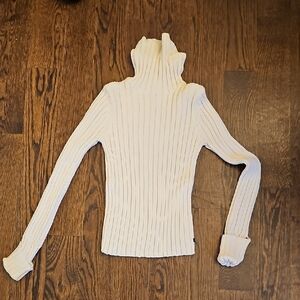 vintage cream Ribbed Turtleneck Sweater